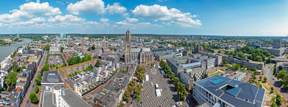 Aerial panorama from the city Arnhem in the Netherlands