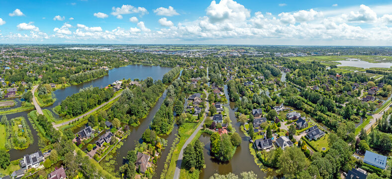 Aerial panorama from the village Broek op Langedijk in the Netherlands