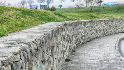 Trabzon Zağnos Valley and the flat and arched historical castle walls of Trabzon Castle © cagatay