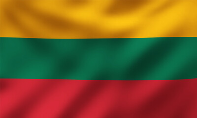 Waving National Flag of Lithuania, Vector Illustration