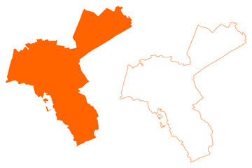 Groningen city and municipality (Kingdom of the Netherlands, Holland, Groningen, Grunn or Grinslân province) map vector illustration, scribble sketch map
