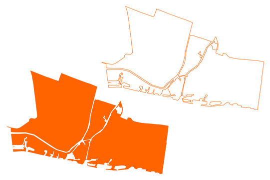 Gorinchem municipality (Kingdom of the Netherlands, Holland, South Holland or Zuid-Holland province) map vector illustration, scribble sketch Gorkum map