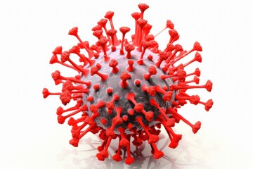 A detailed depiction of a HIV virus particle, highlighting its spiky glycoprotein coat and icosahedral capsid