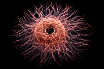 A mesmerizing image of Borrelia burgdorferi bacteria, showcasing their spiral shape and flagella in dark-field microscopy.