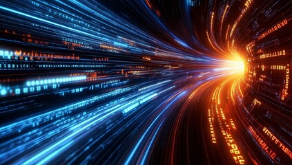 Colorful light trails in a dynamic abstract design showcasing vibrant energy and movement in a dark space