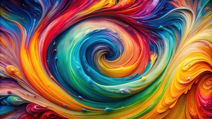 A close-up of a colorful abstract painting with swirling brushstrokes, artistic, vibrant, colors, abstract, painting