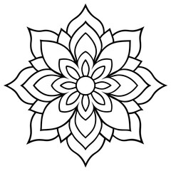 decorative flowers outline coloring book page line art drawing