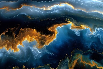 Abstract black marble background with gold.