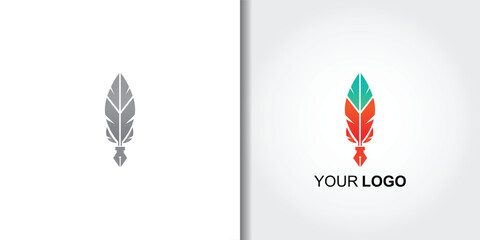 Whimsical Feather Logo Design © Dwi