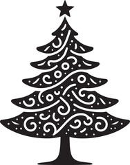 Christmas tree silhouettes vector on white background. Christmas tree illustration