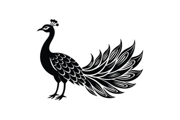 A beautiful peacock creative silhouette simple and minimalist with white background