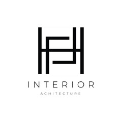 letter h for interior business brand logo design minimalist vector