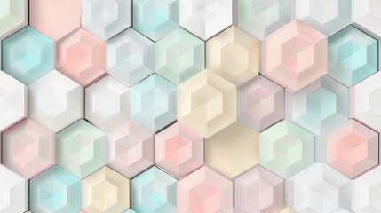Obraz premium A seamless pattern of interlocking hexagons in a pastel color palette