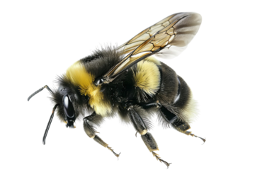 Close-Up View of a Bumblebee with Distinct Yellow and Black Stripes