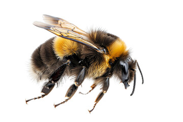 Close-Up View of a Bumblebee with Distinctive Yellow and Black Stripes.