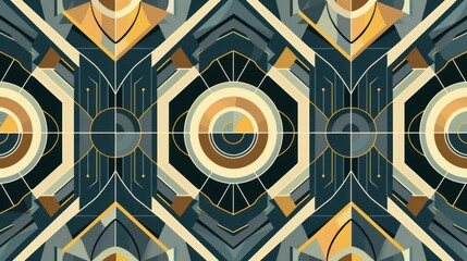 A sophisticated pattern of geometric shapes reminiscent of Art Deco design