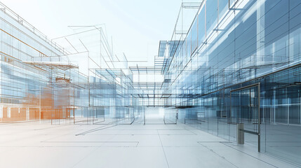 Obraz premium Contemporary architectural sketch with pencil and markers of a house, technical drawn background