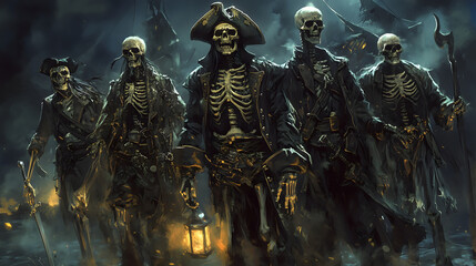 Ghostly Pirate Crew at Night.