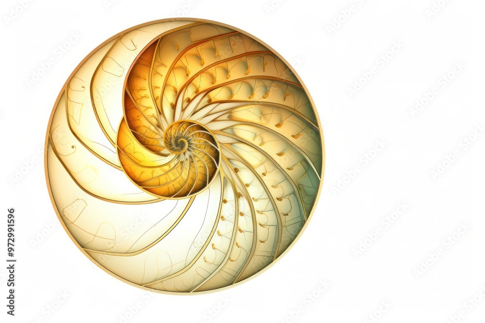 Poster golden ratio spiral with fibonacci sequence numbers at each intersection point
