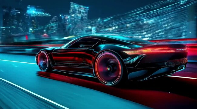 Scene of futuristic sports car, Camera slow motion with different angles