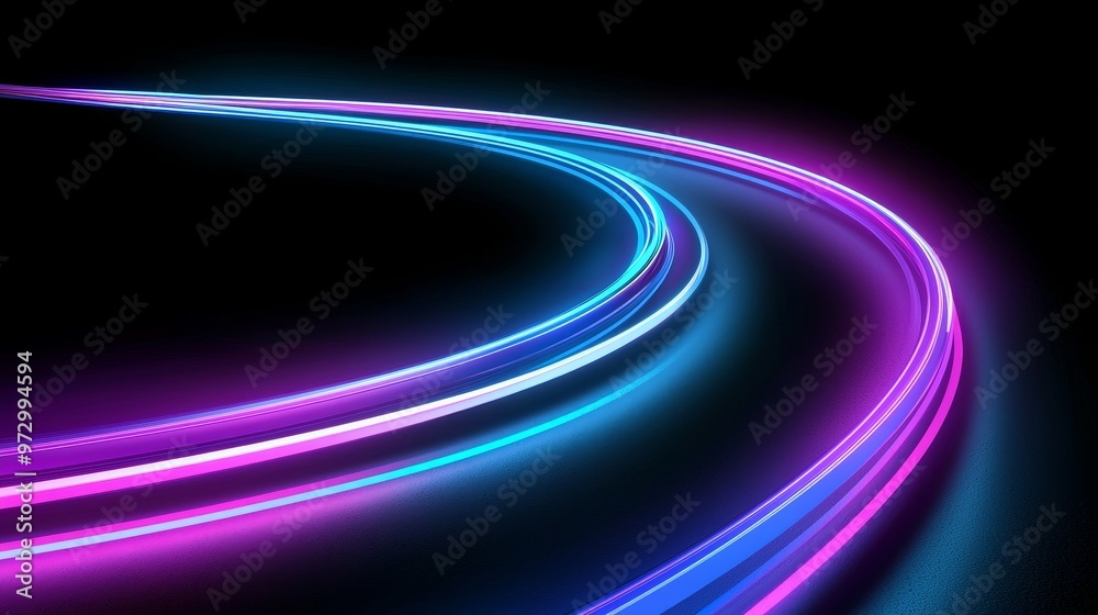 Aufkleber neon light effect glowing trails. colorful light motion speed background. motion blur long time effe