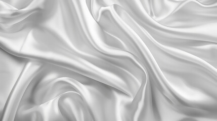 Elegant abstract white satin fabric with delicate waves on light key background