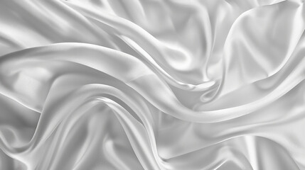 Fototapeta premium with smooth folds like waves on a liquid surface beautiful folds of white silk in full screen, like a beautiful clean fabric, simple soft background
