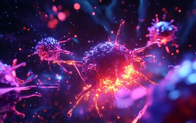 Battle of Cells: Immune System Fighting Cancer in Dynamic 3D Animation