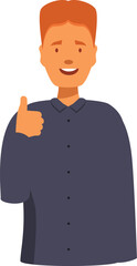 Smiling man showing thumbs up gesture, positive feedback concept