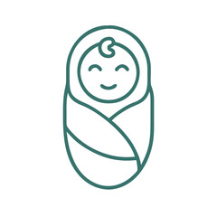 Swaddled Baby in Blanket, Blue Icon