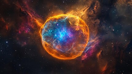 Cosmic Nebula  Glowing Gas Cloud  Stars  Space Background