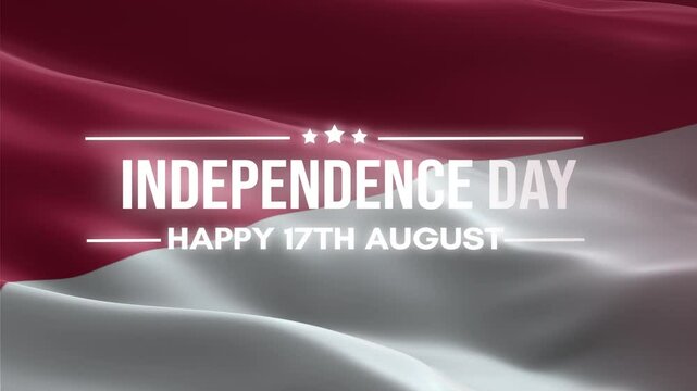 Indonesia Independence Day. Happy 17th August .Indonesia waving flag 