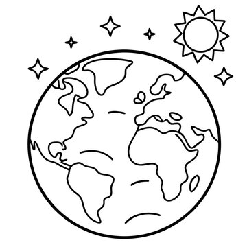 earth sun stars black and white drawing clip art preview
