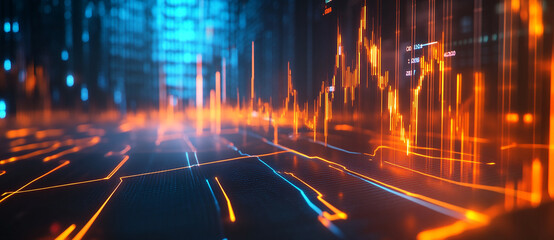 Stock trend chart, technology trend line chart