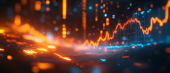 Fototapeta premium Stock trend chart, technology trend line chart