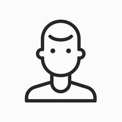 Fototapeta premium Minimalistic black and white line drawing of a person with a neutral expression.