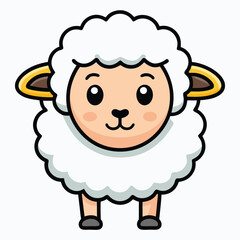 Obraz premium Cute Fluffy Sheep Illustration