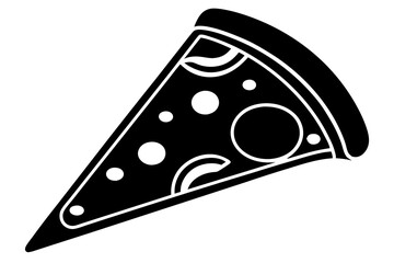 Pizza slice icon, Pizza silhouette vector, Pizzeria food sign


