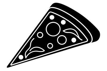 Pizza slice icon, Pizza silhouette vector, Pizzeria food sign


