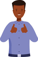 Manager is showing thumbs up with a smile on his face