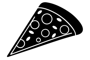 Pizza slice icon, Pizza silhouette vector, Pizzeria food sign


