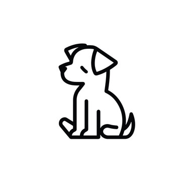 recommend clip art: Minimalistic black line art of a sitting dog against a white background.