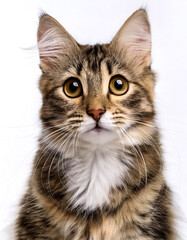 Obraz premium Cat with funny, cute and charming expression looking at camera isolated on white background