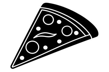 Pizza slice icon, Pizza silhouette vector, Pizzeria food sign



