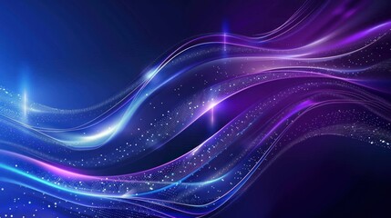 Abstract Purple and Blue Glowing Waves