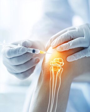 Doctor inject Hyaluronic acid platelet rich plasma into the knee to walk without pain.