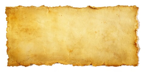 Fototapeta premium Old yellowed paper sheet with torn edges and aged texture, vintage, antique, paper, document, aged, texture, worn, retro