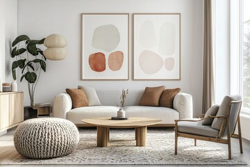 A Scandinavian interior photo of a residential bedroom with walls and beds decorated with soft curved patterns using wood. Generative AI
