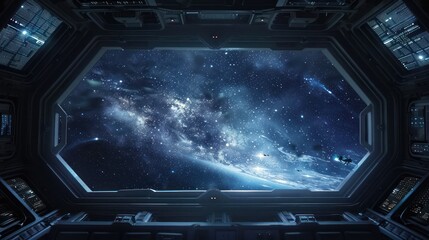 Obraz premium Space View From Spaceship Window