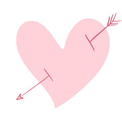 Arrow Bow Cute Pink Heart Doodle Illustration